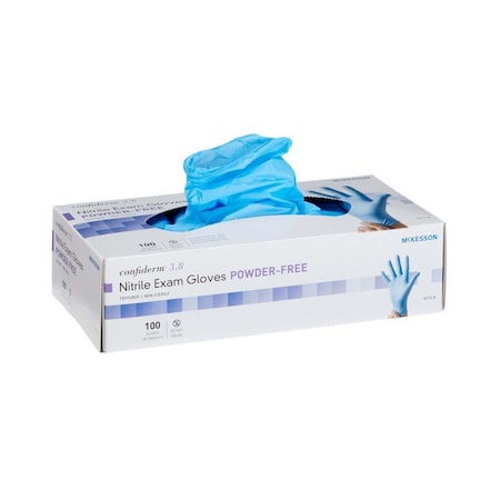Mckesson Confiderm 3.8, Disposable Gloves, Nitrile, Powder-Free, L, 1000 PK, Blue 14-688